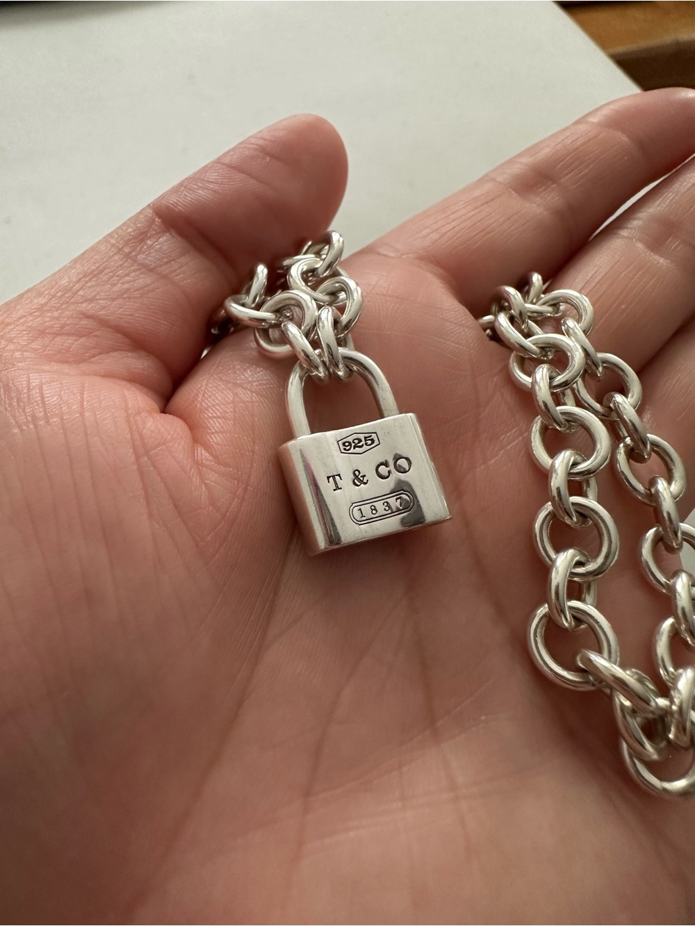 Tiffany & Co. sterling silver 1837 lock necklace